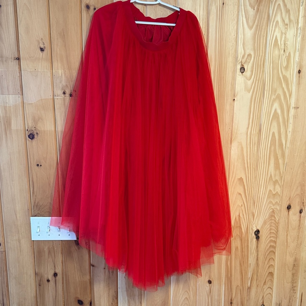 Red Tulle A-Line Skirt